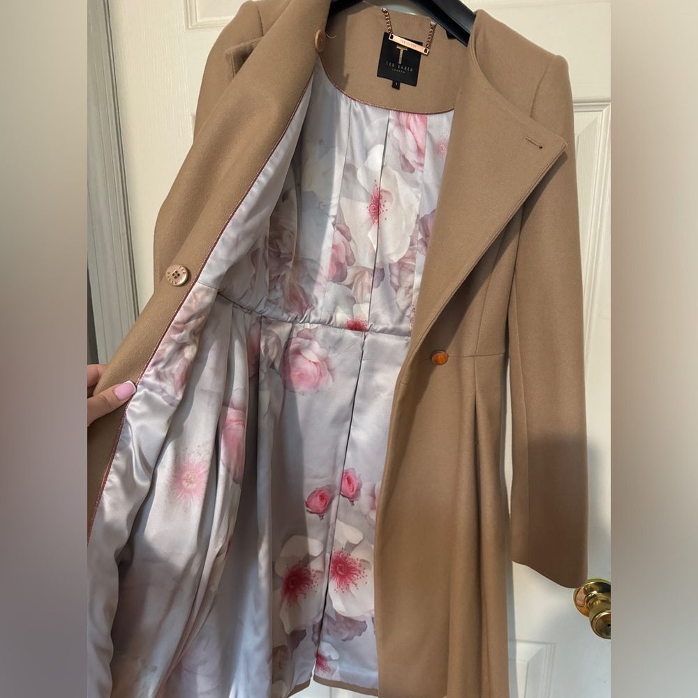 Ted Baker London A-line wool coat in camel. Size 1. XS/S. Retails $475